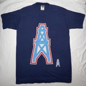 Tennessee Oilers Retro Navy Blue T-Shirt Fruit Of The Loom Medium